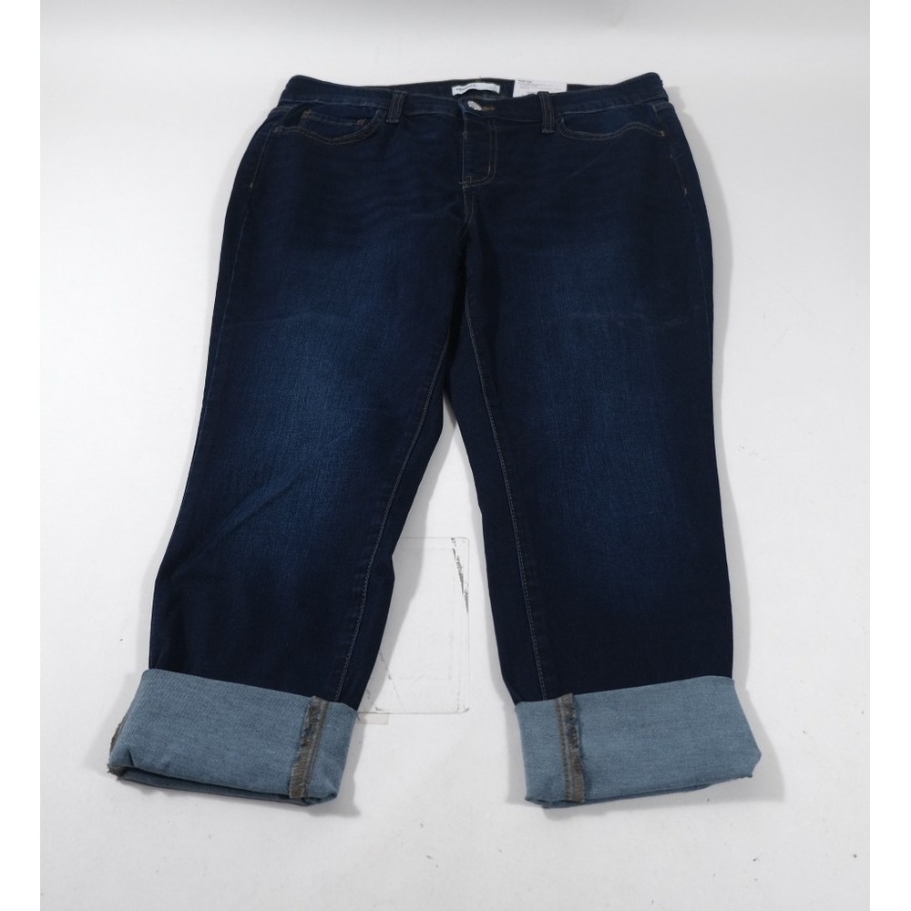Sonoma Skinny Jeans Womens 12 Dark Blue Pull-On Rinse Skinny Denim Cuffed Hem